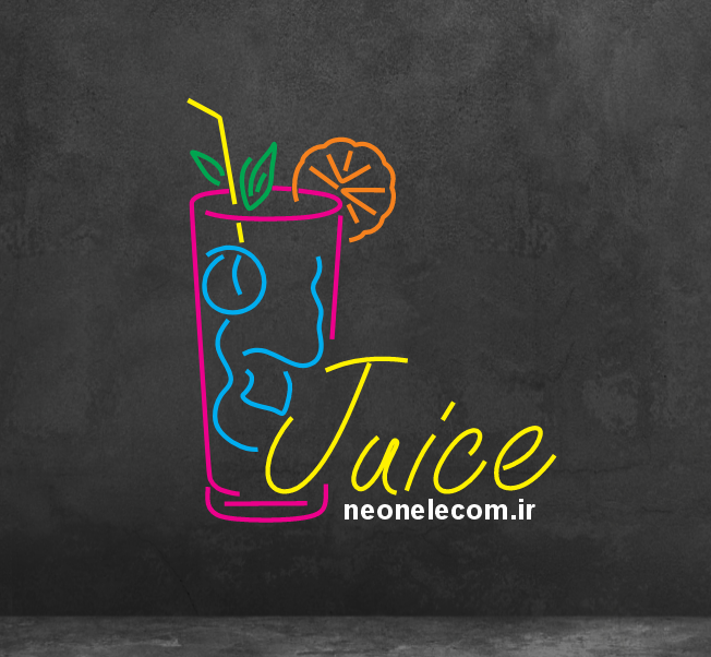 تابلو نئون آبمیوه (Juice) کد 28 با آداپتور