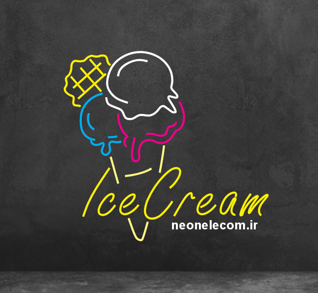 تابلو نئون بستنی (Ice Cream) کد 29 با آداپتور