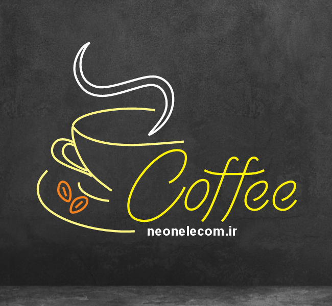 تابلو نئون کافه فنجان (Coffee) کد 30 با آداپتور