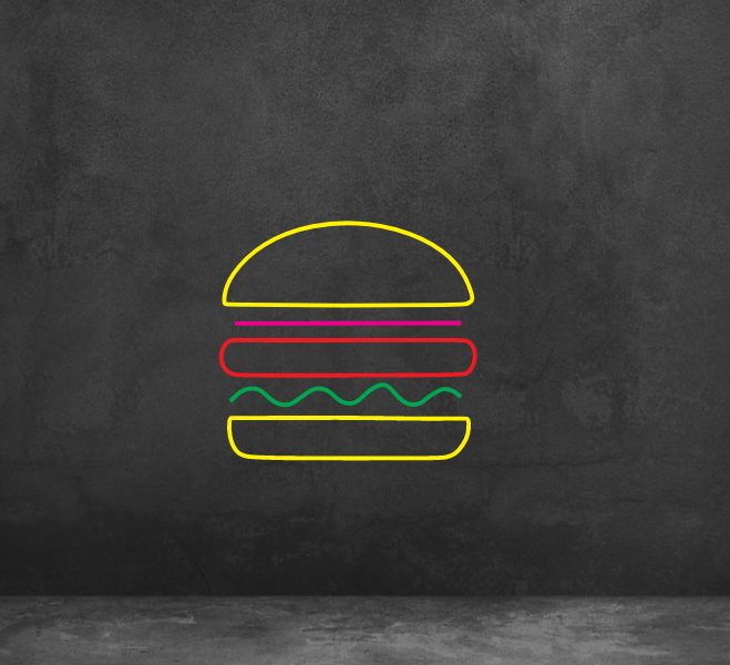 تابلو نئون همبرگر (Burger) کد 21 با آداپتور