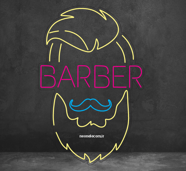 تابلو نئون آرایشگاه مردانه (Barber) کد 72 با آداپتور