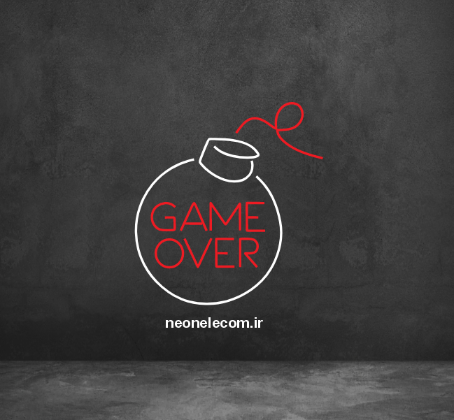 تابلو نئون گیم اوور (GameOver) کد 58 با آداپتور