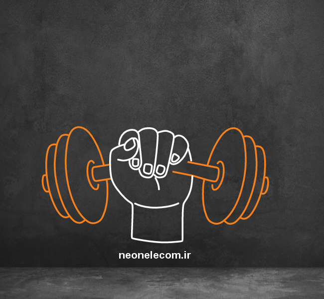 تابلو نئون دمبل باشگاه بدنسازی (GYM) کد 67 با آداپتور