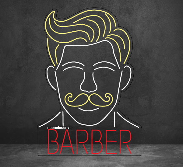 تابلو نئون آرایشگاه مردانه (Barber) کد 60 با آداپتور