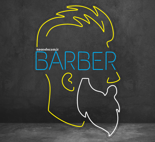 تابلو نئون آرایشگاه مردانه (Barber) کد 74 با آداپتور