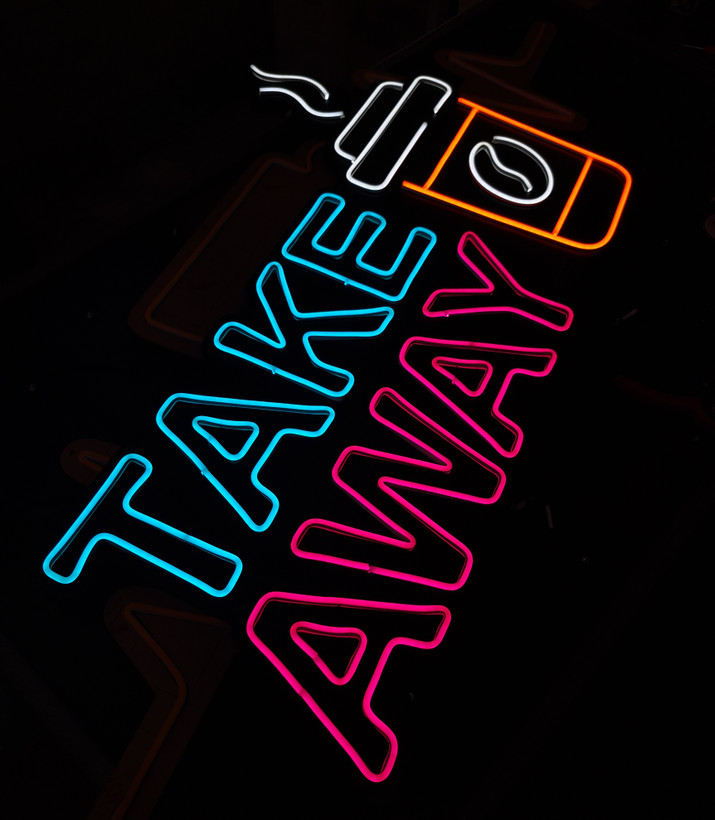 تابلو نئون نوشیدنی بیرون بر (TAKE AWAY) کد 80 با آداپتور