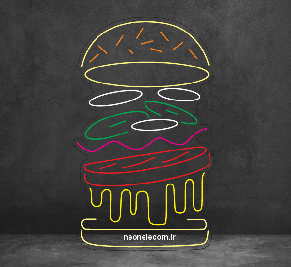 تابلو نئون همبرگر  (Burger) کد 89 با آداپتور