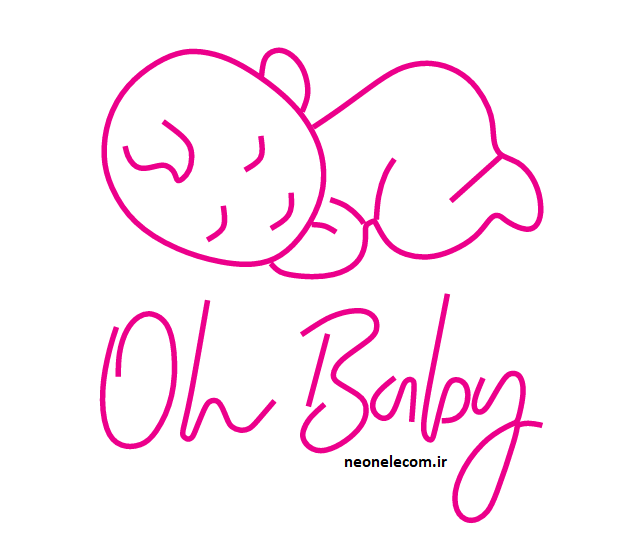 تابلو نئون بی بی Oh Baby کد 501 با آداپتور