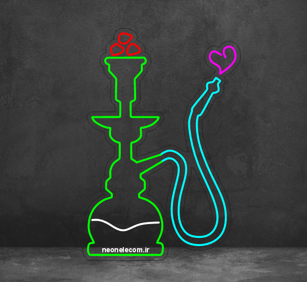تابلو نئون قلیان عشق (Hookah) کد 96 با آداپتور