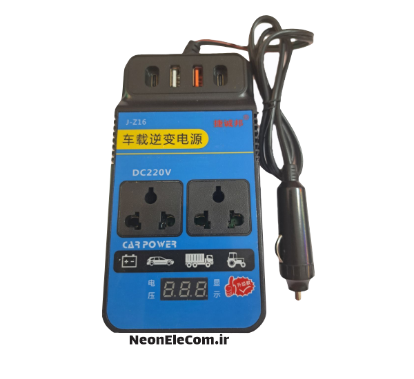 اینورتر فندکی خودرو 100W دارای پورت USB و Type_C