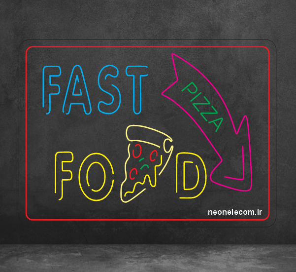 تابلو نئون فست فود Pizza  (FastFood) کد 97 با آداپتور