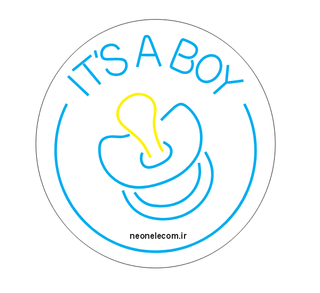 تابلو نئون تعیین جنسیت It's a Boy (پستونک) کد 505 با آداپتور