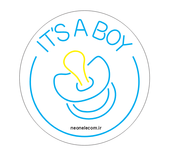 تابلو نئون تعیین جنسیت It's a Boy (پستونک) کد 505 با آداپتور