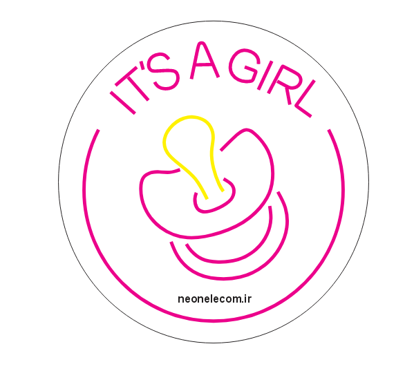 تابلو نئون تعیین جنسیت It's a Girl  (پستونک) کد 506 با آداپتور