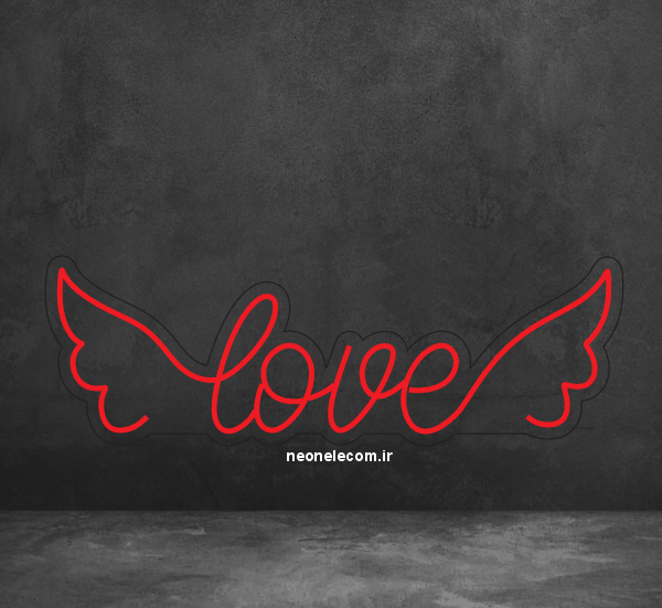 تابلو نئون کادویی لاو با بال فرشته (LOVE) کد 114 با آداپتور