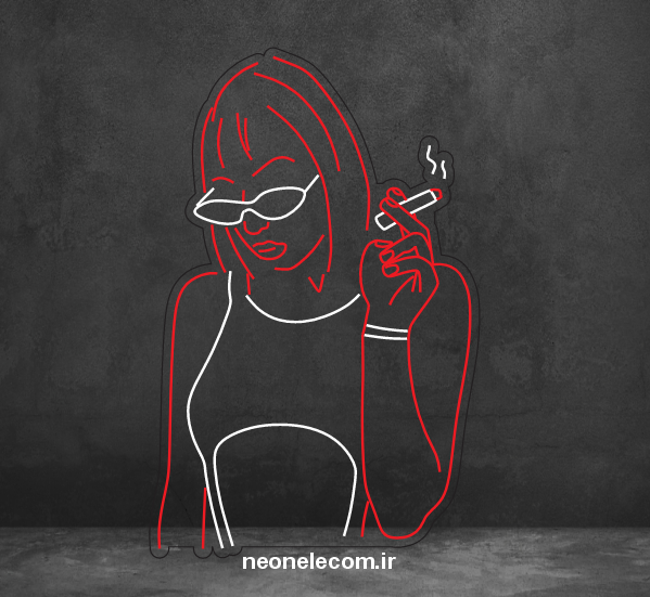 تابلو نئون زن سیگاری (Woman) کد 117 با آداپتور