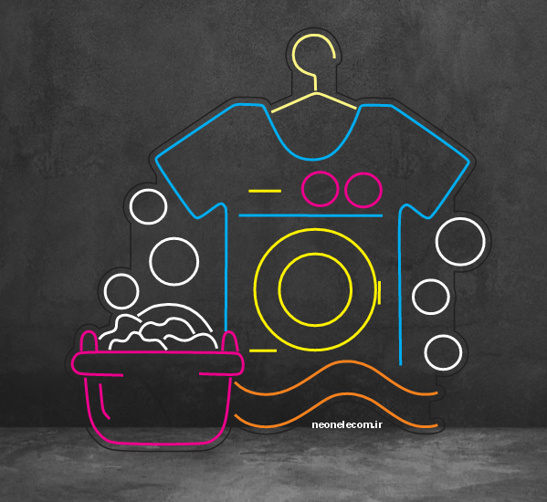 تابلو نئون خشکشویی (Laundry) کد 136 با آداپتور