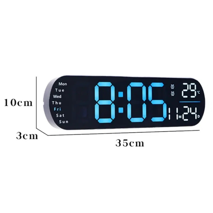 ساعت دیجیتال دیواری مدل 5502 با نمایشگر LED بزرگ، ریموت کنترل، تایمر و دماسنج