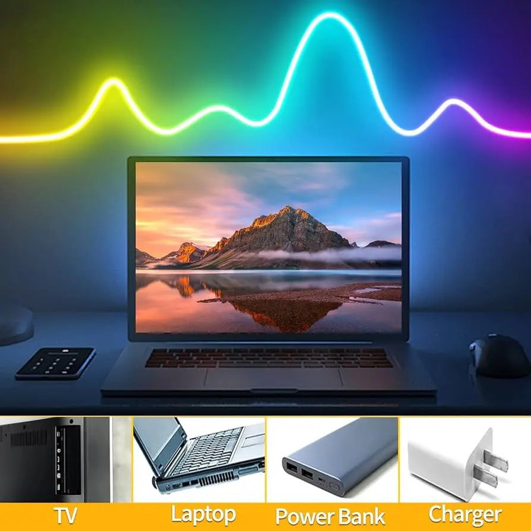 ریسه نئون RGB برنامهپذیر 5 متری رونده و حساس به صدا