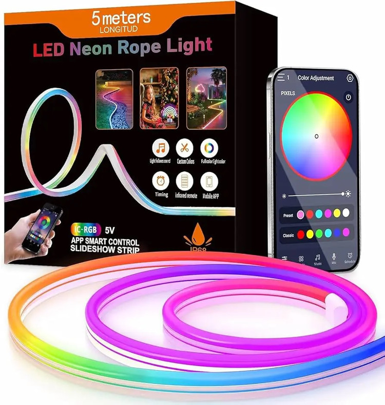 ریسه نئون RGB برنامهپذیر 5 متری رونده و حساس به صدا