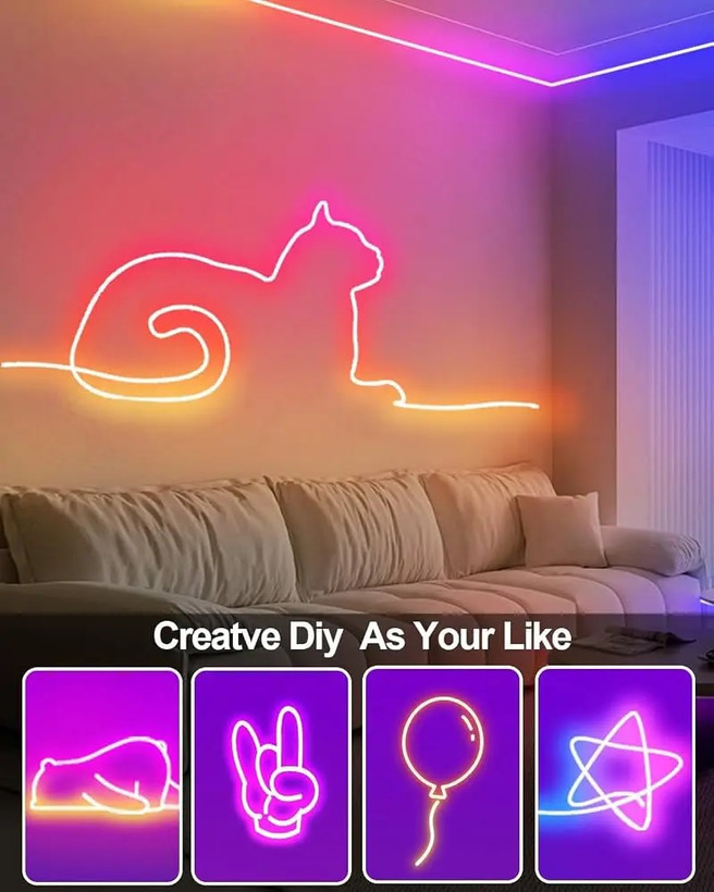 ریسه نئون RGB برنامهپذیر 5 متری رونده و حساس به صدا