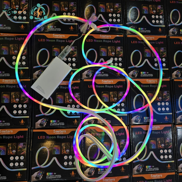 ریسه نئون RGB برنامهپذیر 5 متری رونده و حساس به صدا