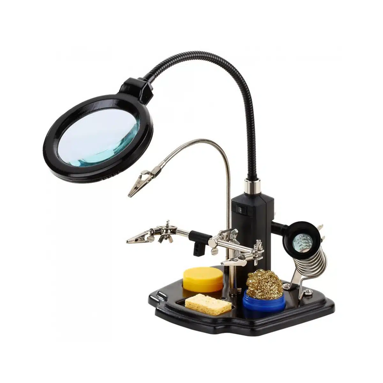 گیره مونتاژ حرفه ای سایز بزرگ با ذره بین و LED کد 802